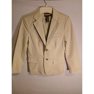 Women's Ralph Lauren Rugby Cotton Blazer Jacket Beige Size 2 B17